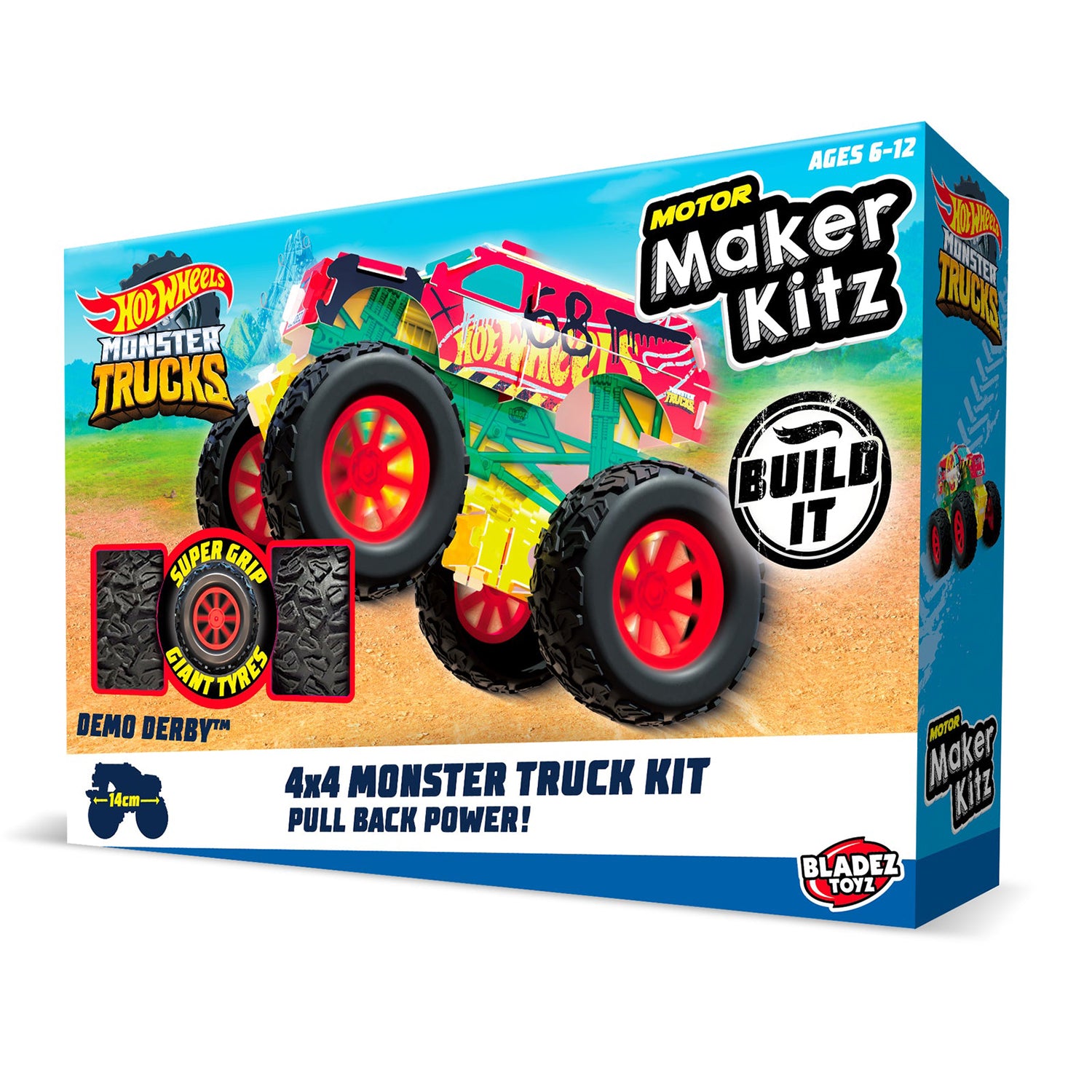 BLADEZ TOYZ - Hot Wheels Monster Truck Maker Kitz - Kit di Montaggio 4x4 con Trazione a Retrocarica